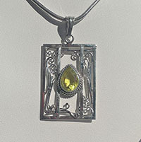 Indian Pendant with Citrine ❦ Amulet Design 925 Silver