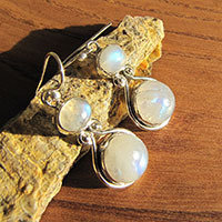 Earrings with Moonstone - Indian 925 Silver Jewelry