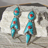 Earrings with Turquoise - Indian Silver Jewelry