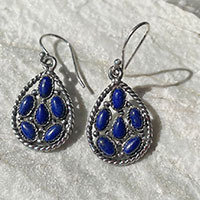 Earrings with Lapis Lazuli - Indian Silver Jewelry