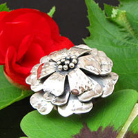 Kunstvoller Ring Blütenform ❦ Indischer 925 Silber Schmuck