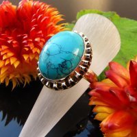 Stylish Turquoise Ethnic Ring ☙ Indian 925 Silver Jewelry