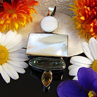 Noble Pendant Mother of Pearl with Citrine ❈ 925 Silver