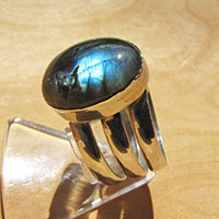 Indian Labradorite Ring 925 Silver with tripple Ring Rail