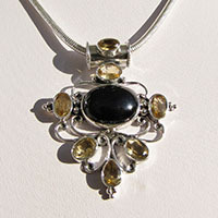 Charming Pendant Onyx with Citrine • 925 Silver