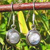 Indian Moonstone Earrings with curved Silver Ornament