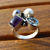 Ring with Amethyst, Blue Topaz, Pearl • 925 Silver -50%