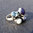 Indischer Ring Amethyst, Blauer Topas, Perle • 925 Silber -50%
