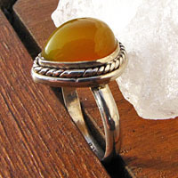 Ring with Yellow Chalcedony • Indian 925 Silver Jewelry -30%