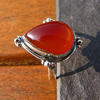 Carnelian Ring adorned 925 Sterling Silver - Indian Jewelry