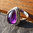 Indian Amethyst Ring ornated • 925 Sterling Silver Jewelry