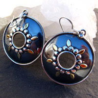 Round Earrings in Ethnic Style ❦ 925 Silver Jewelry