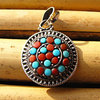 Pendant Turquoise and Coral ☙ 925 Silver Jewelry -15%