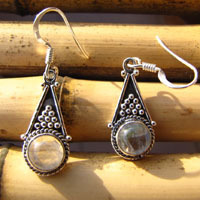 Indian Earrings - Moonstone beautiful adorned in Silver