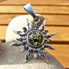 Pendant with green Amber • Sun Shape • 925 Silver