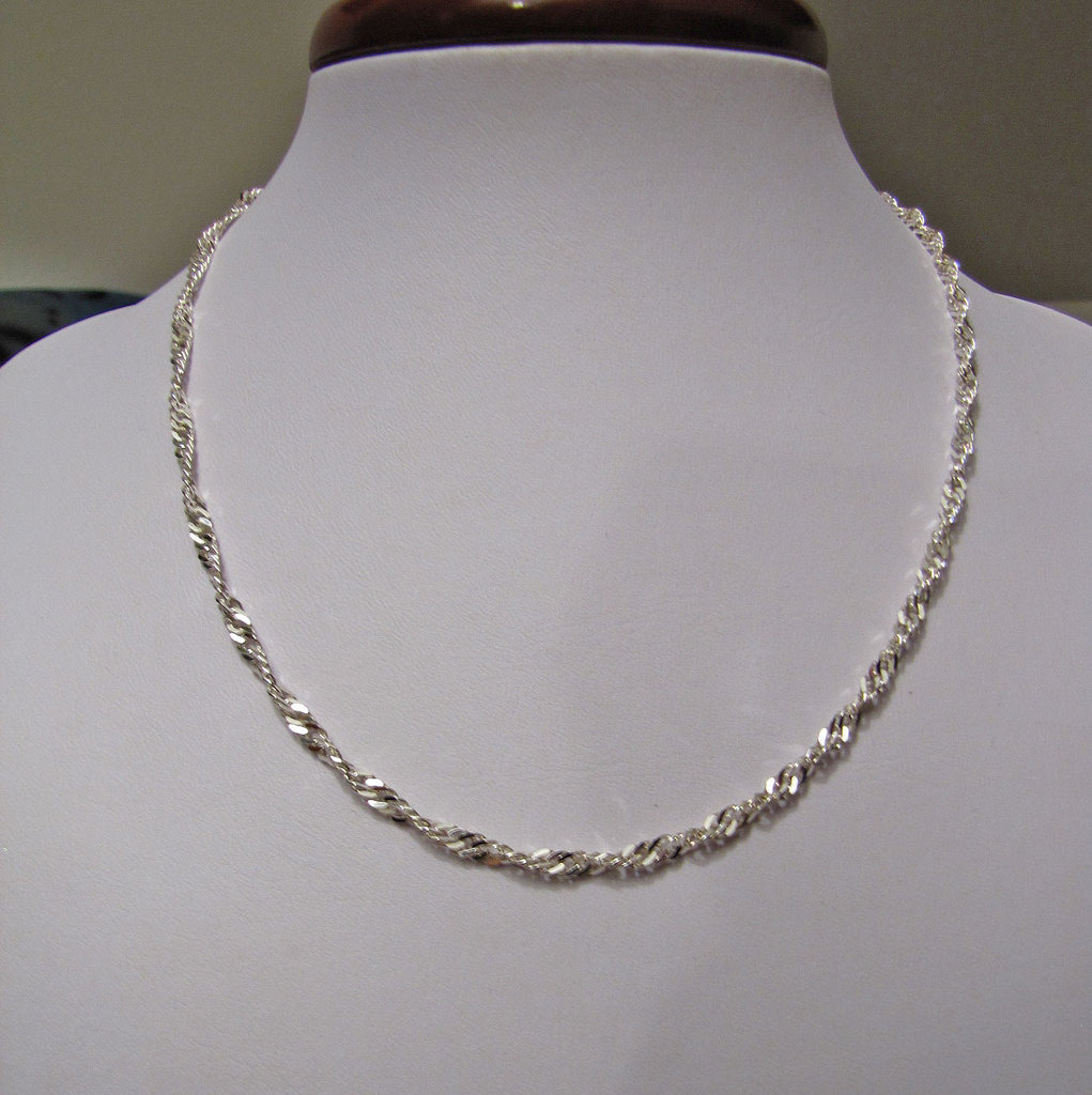Indian Necklace 'Singapore Chain' 4.5mm 925 Sterling Silver