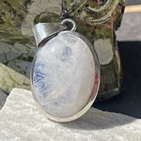 Indian Moonstone Pendant - noble smooth 925 Silver Setting
