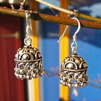 Kunstvolle indische "Jhumka" Ohrringe ❦ 925 Silber