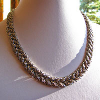 Kunstvoll geflochtene Halskette - indischer 925 Silber Schmuck