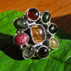 Tourmaline Ring floral Design - 925 Silver Jewelry