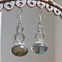 Indian Labradorite Earrings ❈ modern Design 925 Silver
