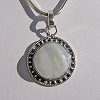 Indian Pendant Moonstone round ornated in 925 Silver