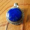 Indian Pendant Lapis round deepblue • ornated in 925 Silver