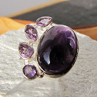 Indian Ring with Amethyst - Premium 925 Sterling Silver Jewelry