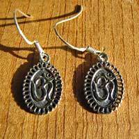 Indian Earrings OM Symbol ❦ fine 925 Silver Decoration