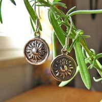 Silver Earrings with Sun - Ethnic Jewelry