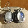 Indian Moonstone Earrings - ornate 925 Silver decoration