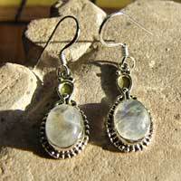 Moonstone Earrings adorned - Indian Jewelry 925 Silver