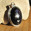 Indian Pendant Onyx facetted with 925 Silver Rim