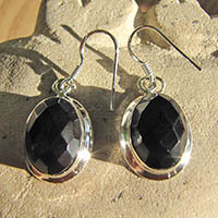 Indian Earrings Jewelry Onyx faceted in 925 Silver