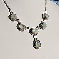 Moonstone Necklace impressively ornated - Silver Jewelry
