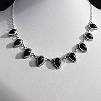 Charming Necklace with Onyx in delicate Silver Ornament