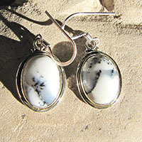 Dendritischer Opal Ohrringe - 925 Silber Schmuck