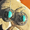Indian Earrings with Turquoise - floral Silver Braid