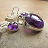 Amethyst Jewelry Set Earrings and Pendant • 925 Silver