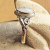 Dainty Indian Moonstone Ring ornated • 925 Silver