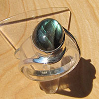 Indischer Labradorit Ring geschwungenes 925 Silber Design