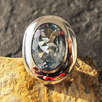 Ring Blue Topaz - Indian Jewelry Design in 925 Silver