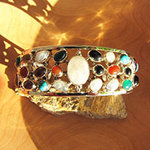 Opulent Bangle Gemstones 3-rowed ⚜ 925 Silver Jewelry