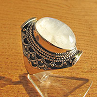 Magnificent Moonstone Ring ❦ Indian 925 Sterling Silver Jewelry