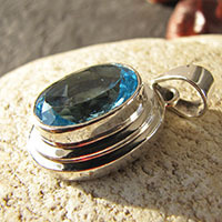 Magnificent Blue Topaz Pendant ❂ Design 925 Silver