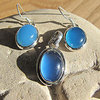 Jewelry Set Chalcedony azure blue 925 Silver -15%