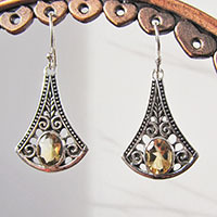 Indische Citrin Ohrringe • stilvolles Design 925 Silber