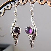 Enchanting Amethyst Earrings • Indian Design 925 Silver