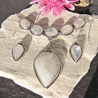 Moonstone Jewelry Set ⚜ Necklace Earrings ⚜ 925 Silver