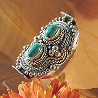 Magnificent Turquoise Ring - Indian 925 Silver Ethnic Jewelry